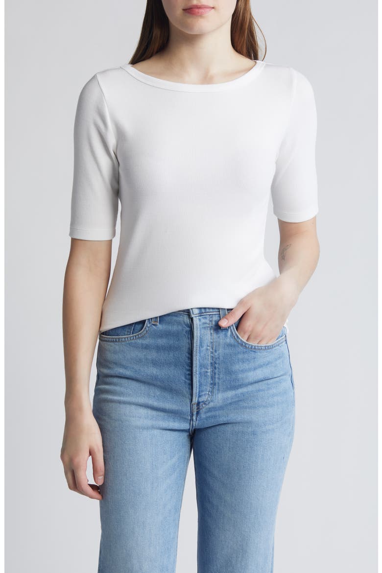 Perfect Boat Neck Rib Top, Main, color, PAPER WHITE