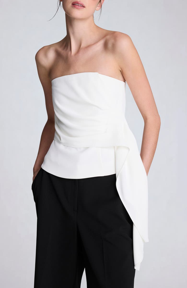 Kenneth Cole Pleated Strapless Top, Main, color, Oyster
