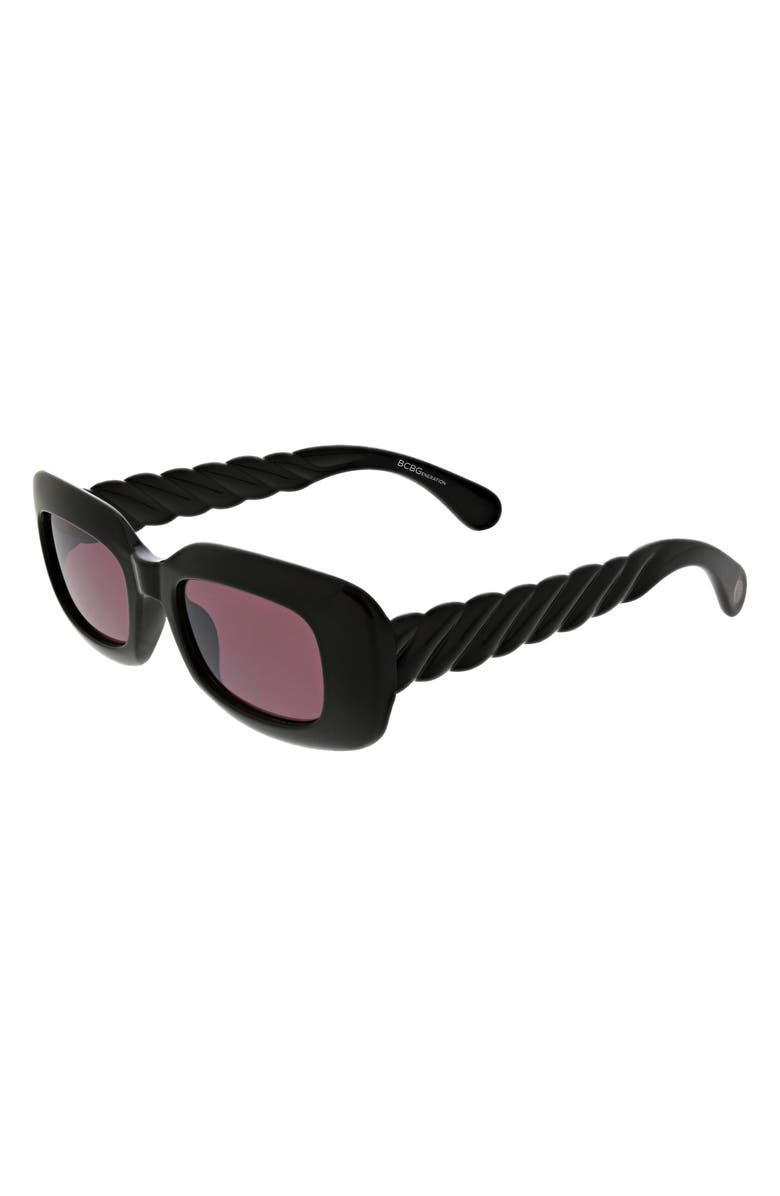 BCBG 49mm Twist Oval Sunglasses, Alternate, color, Black