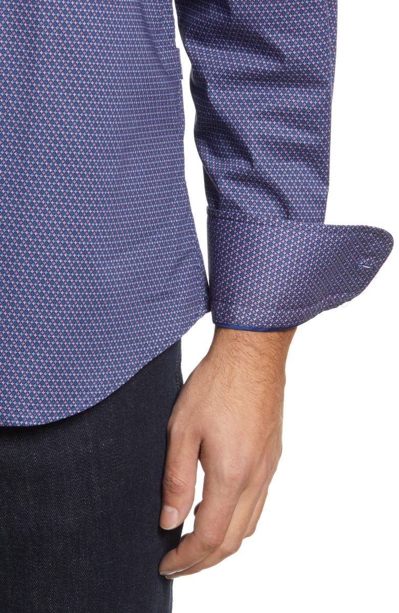 Stone Rose Geometric Print Stretch Button-Up Shirt, Alternate, color,