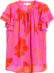 SUGARLIPS Blakely Floral Donis Split Neck Top