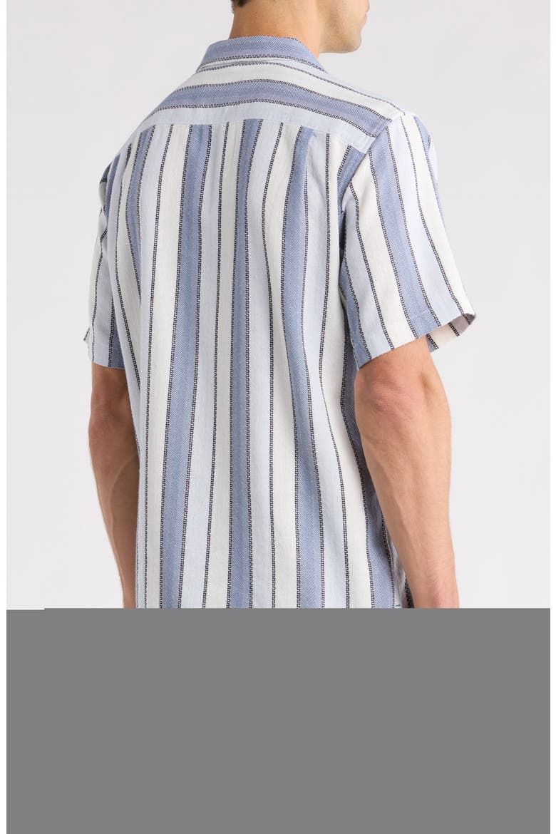 Santorini Stripe Cotton Blend Button-Up Shirt, Alternate, color, TIDAL TEMPEST