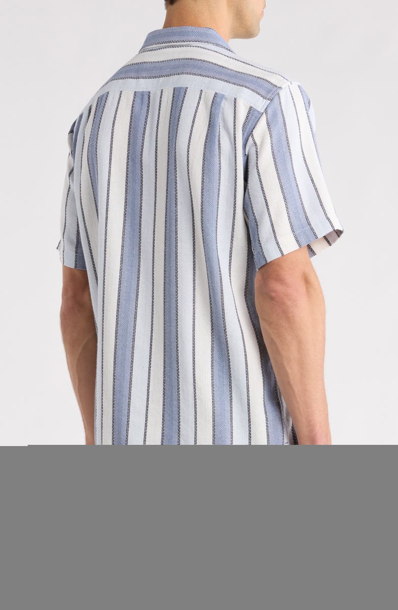 Tommy Bahama Santorini Stripe Cotton Blend Button-Up Shirt, Alternate, color, Tidal Tempest
