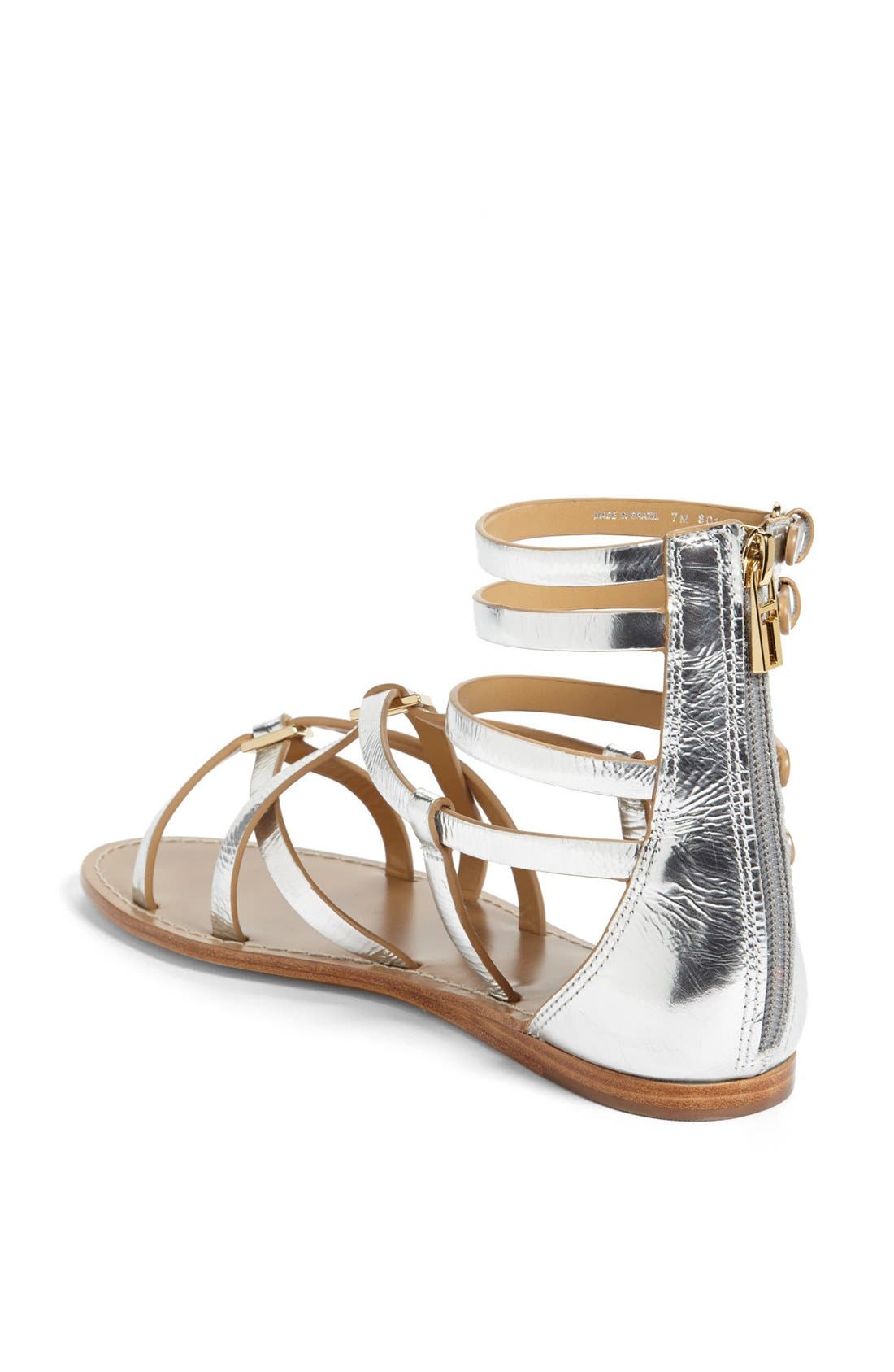 'Lucas' Flat Gladiator Sandal, Alternate, color, SILVER