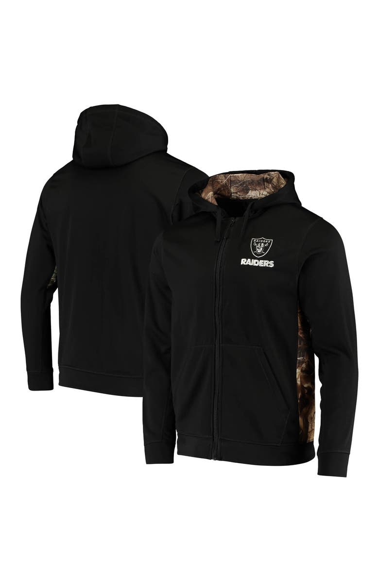 DUNBROOKE Men's Dunbrooke Black/Realtree Camo Las Vegas Raiders Decoy Tech Fleece Full-Zip Hoodie, Main, color, Black