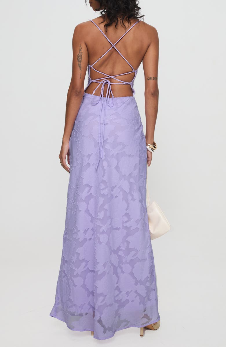Princess Polly Celena Floral Burnout Maxi Dress, Alternate, color, Lilac Burnout