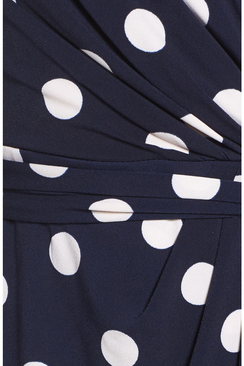 Polka Dot Jersey Faux Wrap Dress, Alternate, color, NAVY