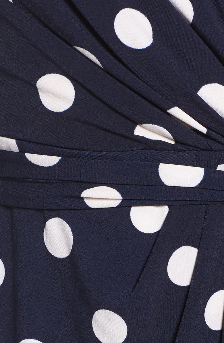 Eliza J Polka Dot Jersey Faux Wrap Dress, Alternate, color, 