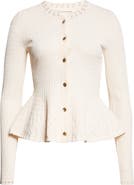 Jason Wu Collection Cable Stitch Peplum Cardigan