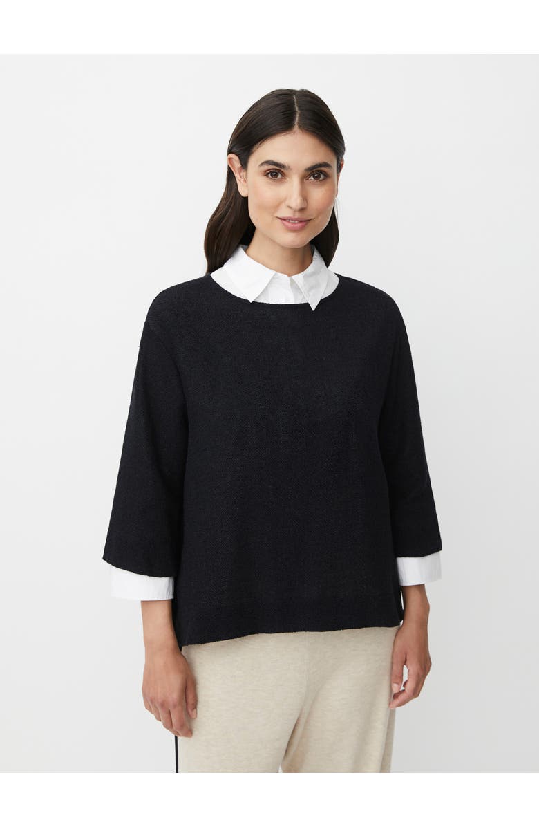 Masai Copenhagen MaDarmi 3/4 Sleeve Round Neck Top, Main, color, Black