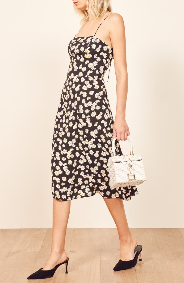 Reformation Peach Midi Dress, Alternate, color, 