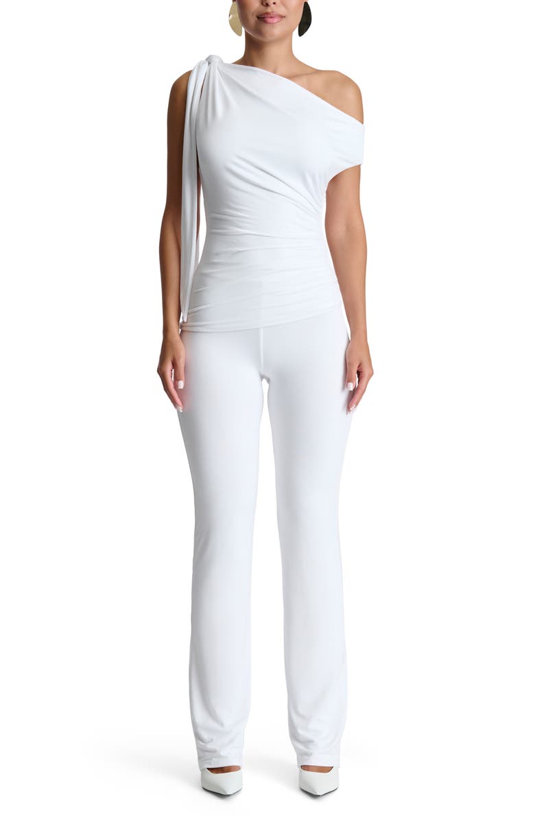 Naked Wardrobe Drape Neck One-Shoulder Top, Alternate, color, White