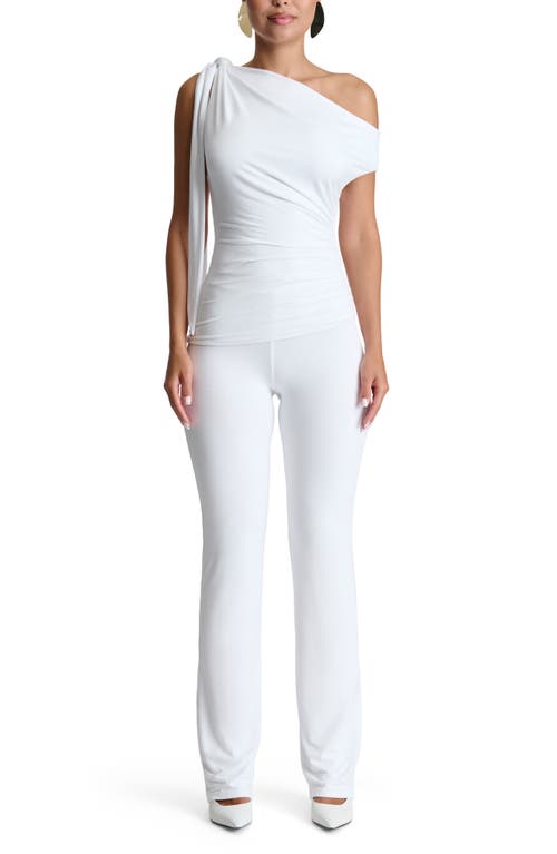 Naked Wardrobe Drape Neck One-shoulder Top In White