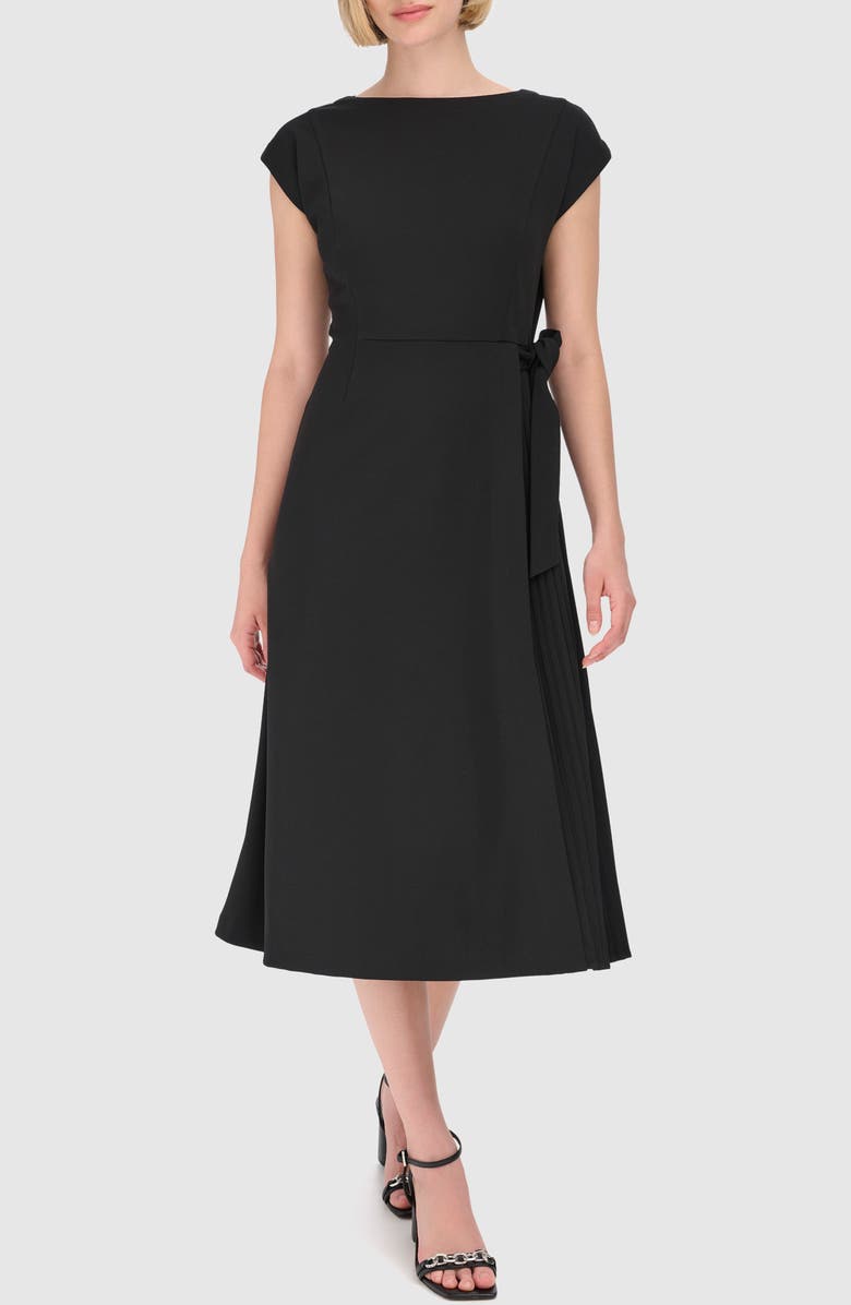 Calvin Klein Cap Sleeve Pleated Side Midi Dress, Alternate, color, 