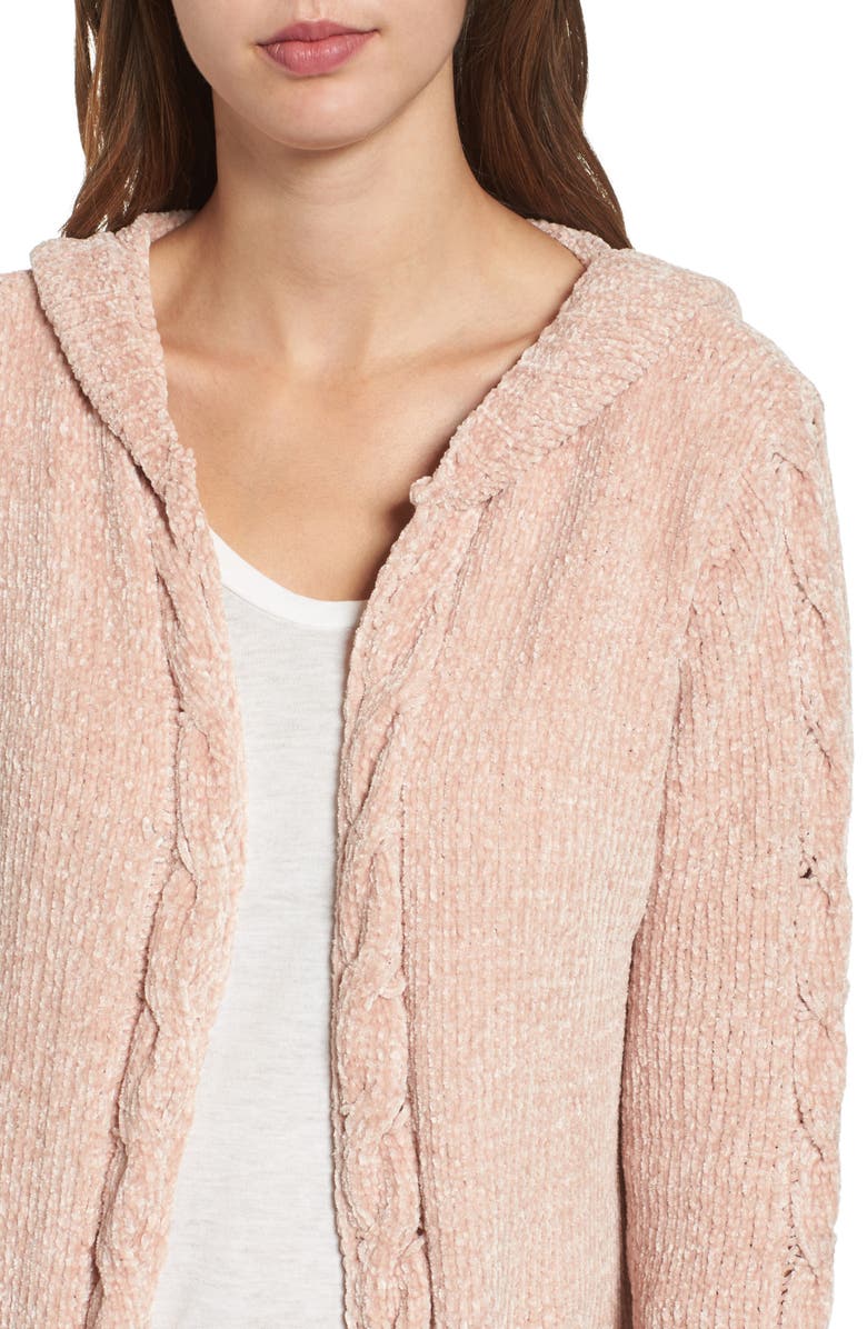 Woven Heart Chenille Hooded Cardigan, Alternate, color, 