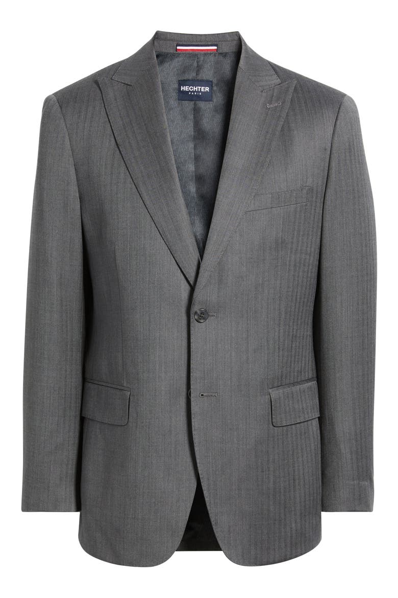 Modern Fit Grey Wool Blend Herringbone Sport Coat, Alternate, color, GREY