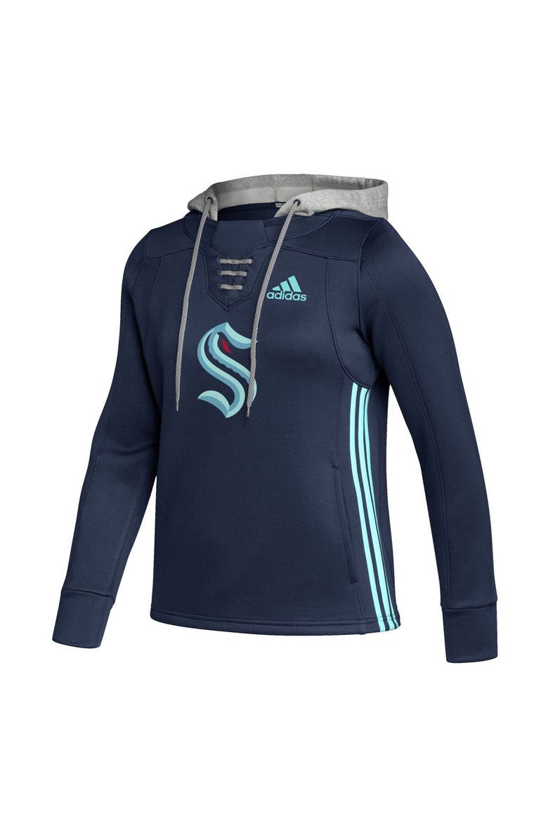 adidas Women's adidas Deep Sea Blue Seattle Kraken Skate Lace Primeblue Team Pullover Hoodie, Alternate, color,