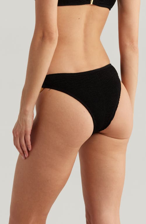 Cleonie Ripple O-ring Bikini Bottoms In Noir