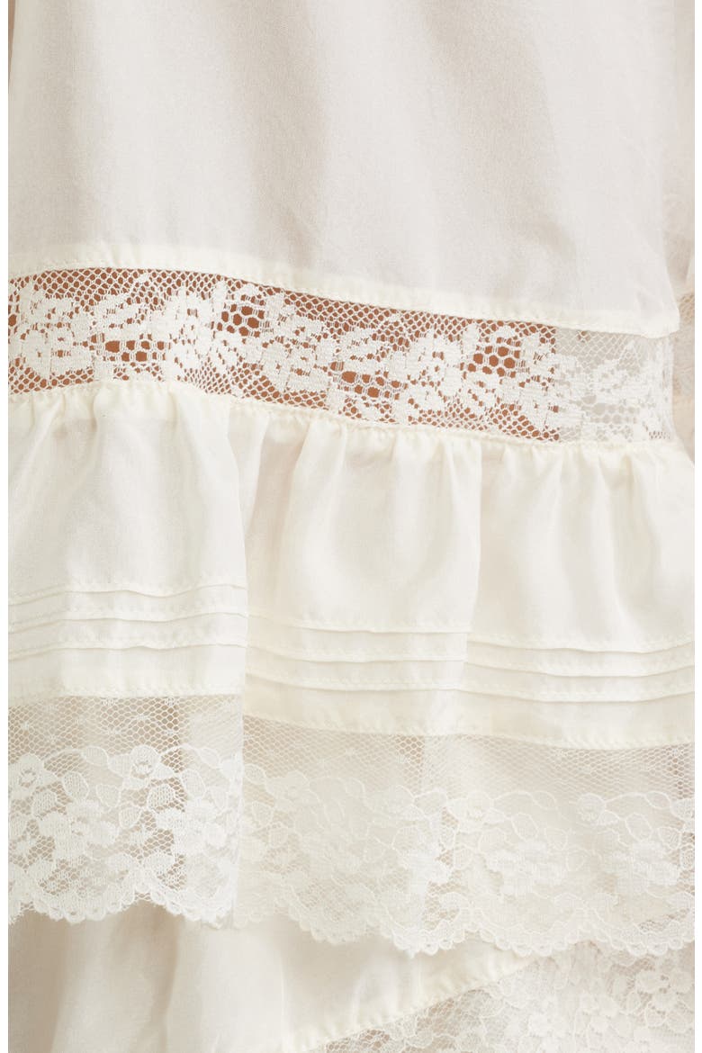 Persine Lace Trim Silk Top, Alternate, color, IVORY