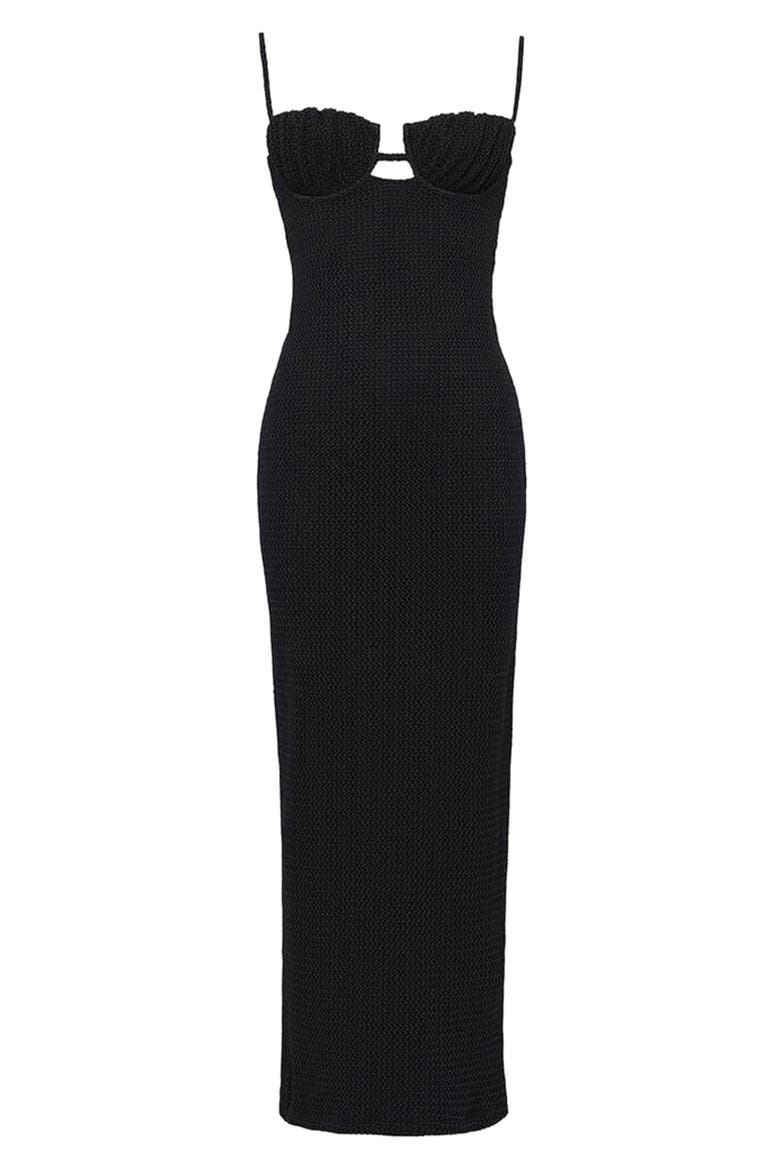 Petal Crochet Cover-Up Maxi Dress, Alternate, color, BLACK CROCHET