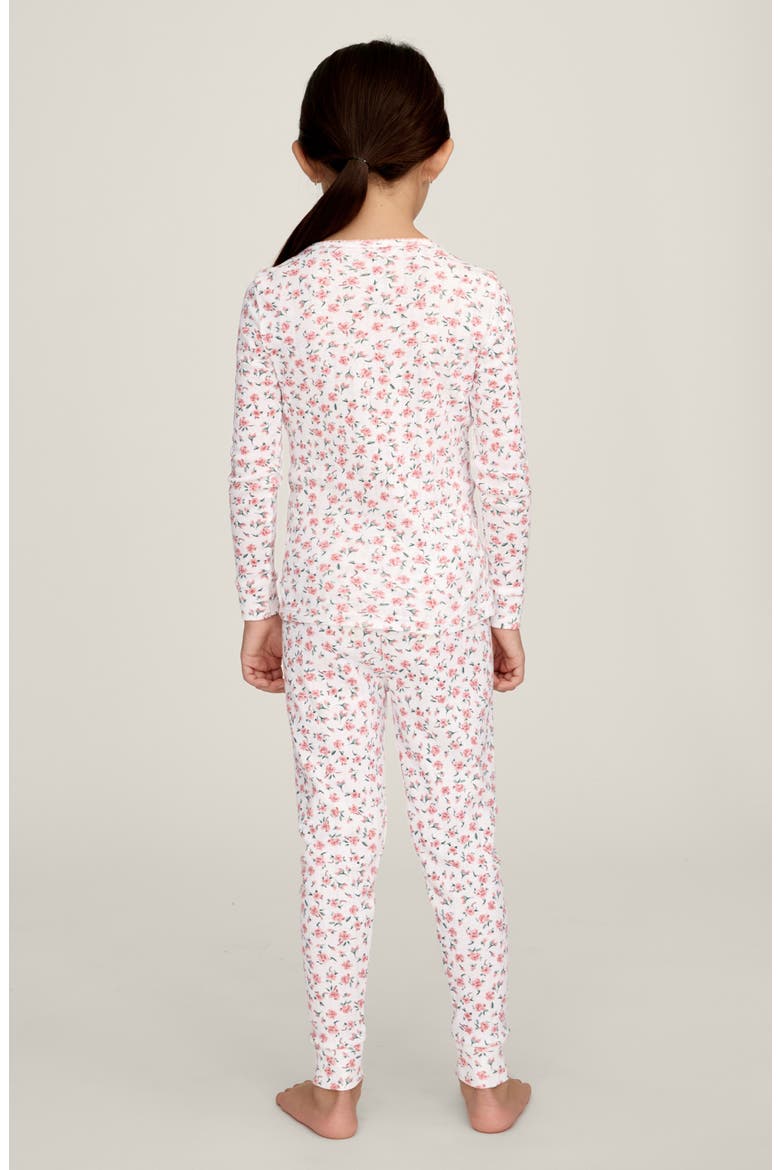 Pink Floral Pointelle Fitted Two-Piece Pajama Set, Alternate, color, PINK
