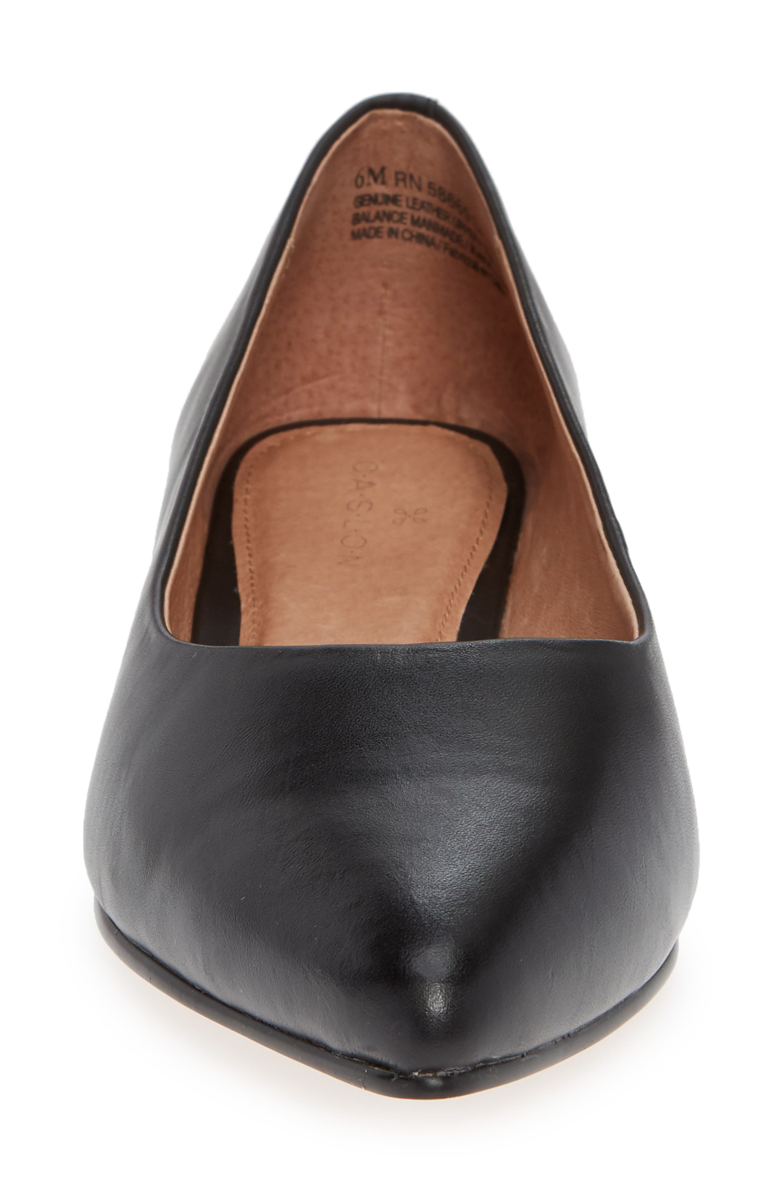 Luna Pointy Toe Flat, Alternate, color, BLACK LEATHER
