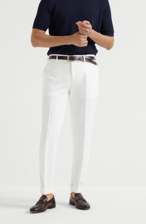 Brunello Cucinelli Gabardine Garment Dyed Trousers In White