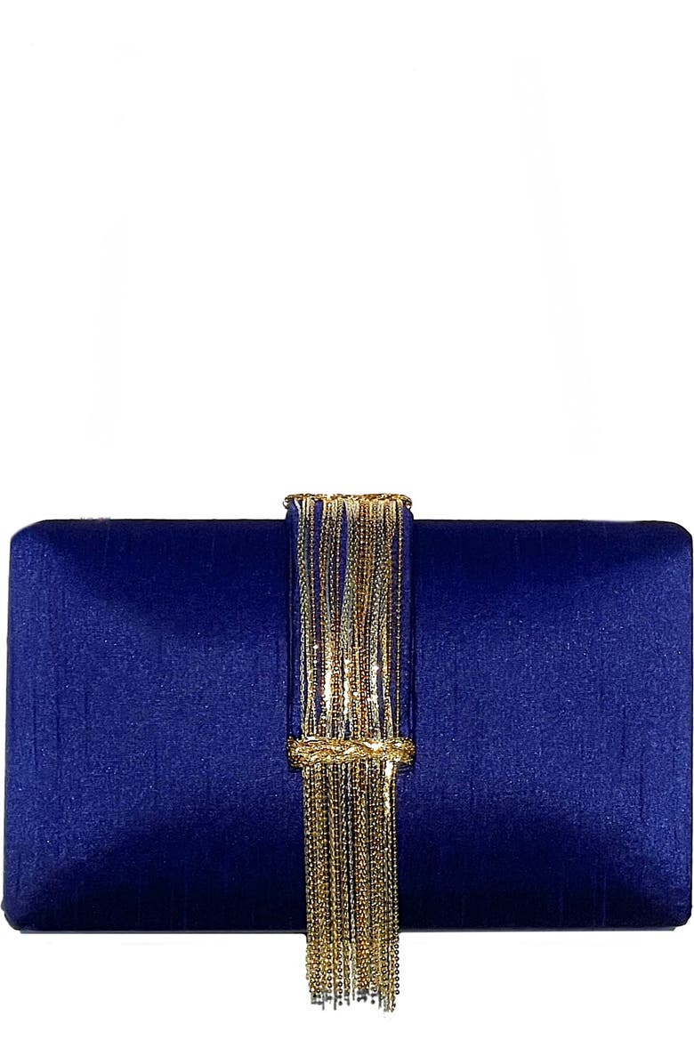 Simitri Jewel Fringe Clutch, Main, color, Sapphire Blue