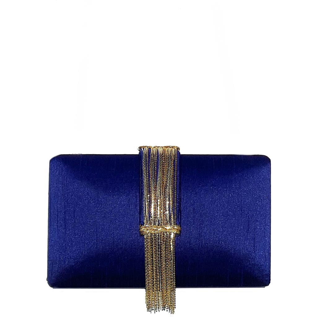 Simitri Jewel Fringe Clutch In Blue
