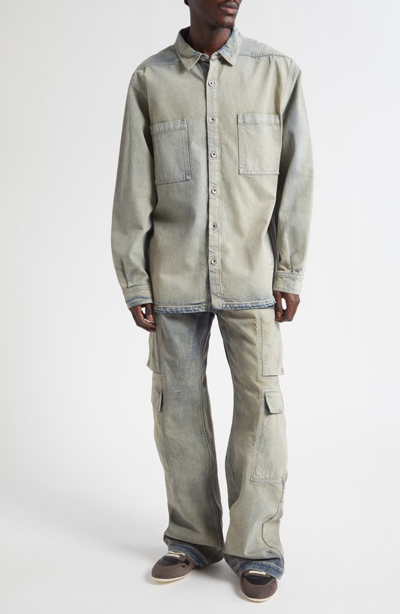 Rick Owens DRKSHDW Jumbo Denim Outershirt, Alternate, color, Mineral Pearl