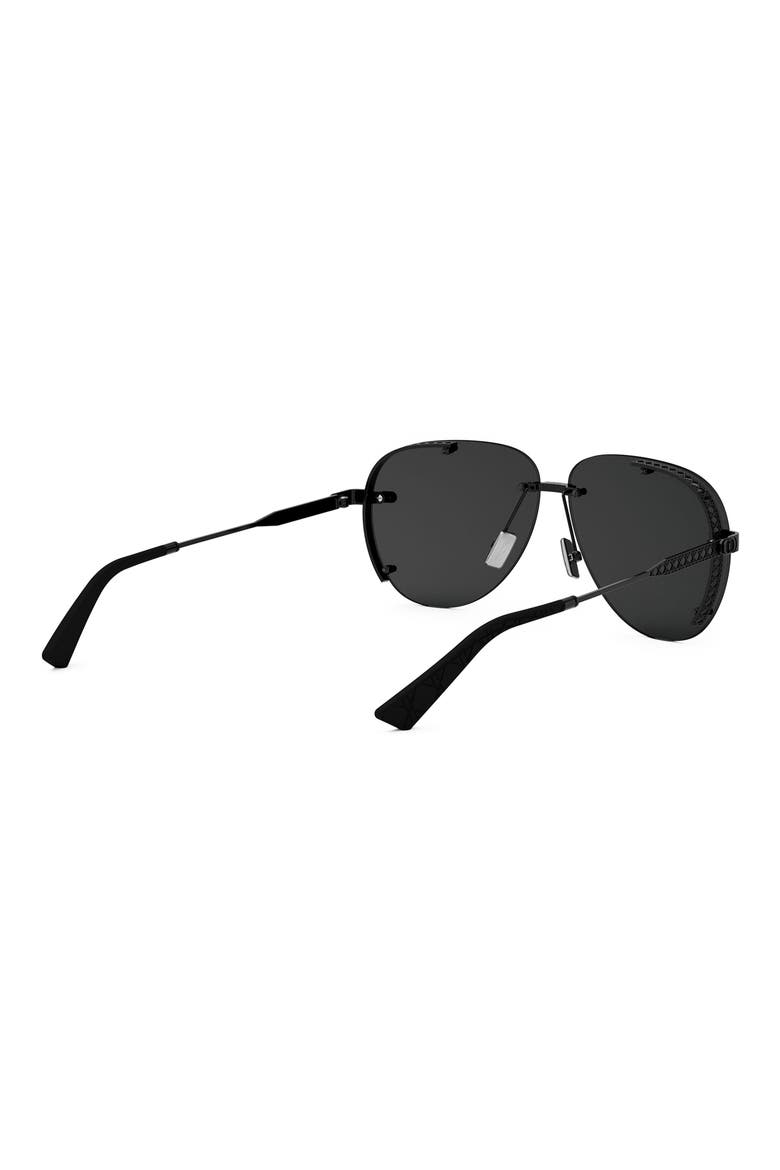 NeoDior A1U 61 Pilot Sunglasses, Alternate, color, SHINY BLACK / SMOKE