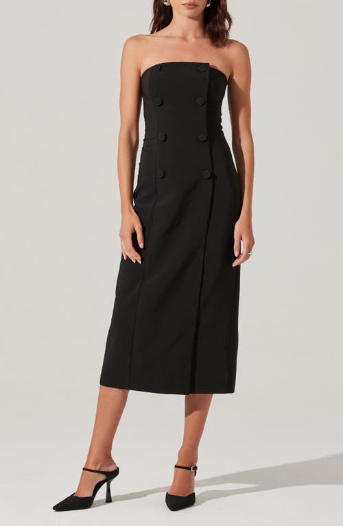 Astr The Label Strapless Tuxedo Midi Dress In Black