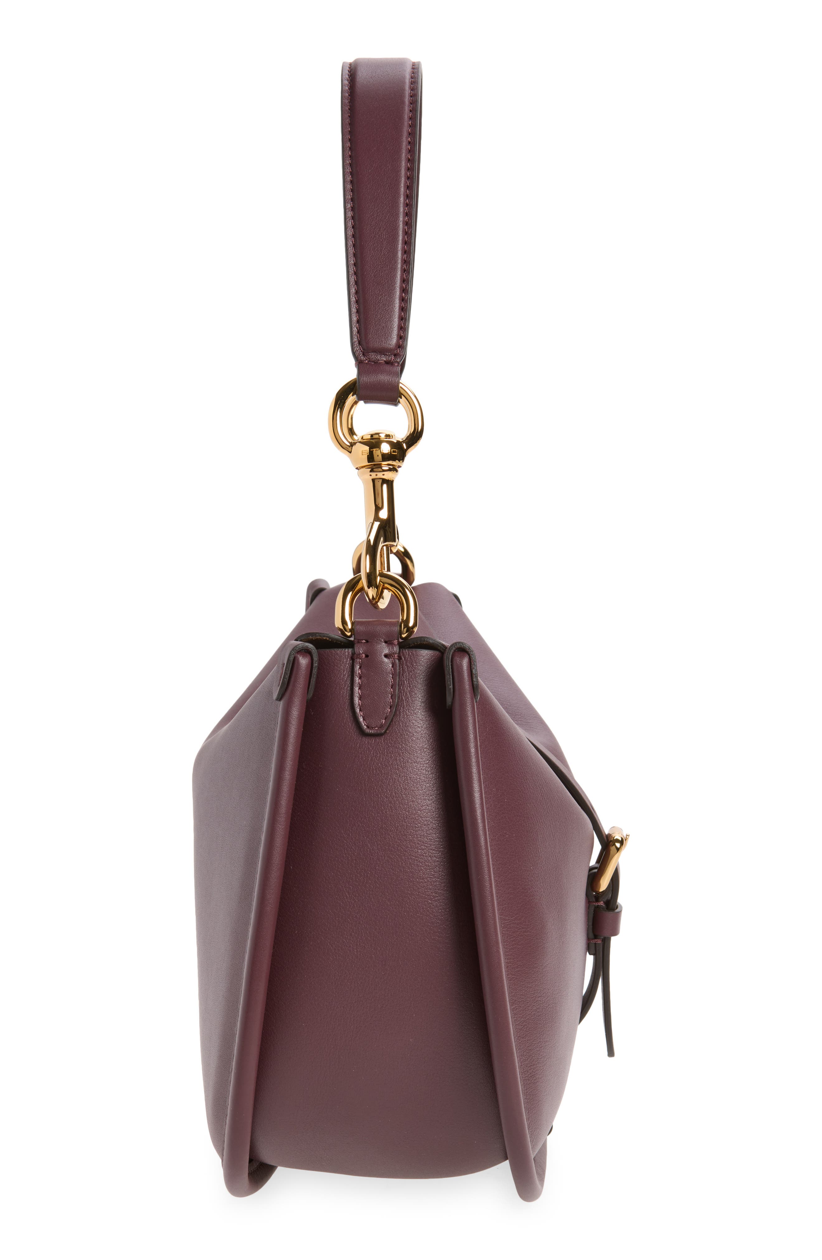 Leather Hobo Bag, Alternate, color, WINE COLOUR