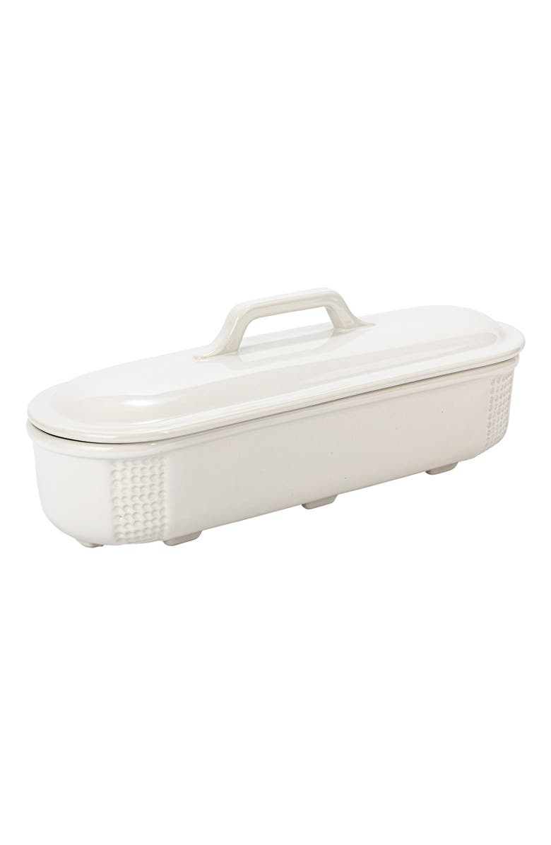 Storied Home 15.5 Inches Oval 2-Quart Debossed Stoneware Baking Dish with Lid, Main, color, 