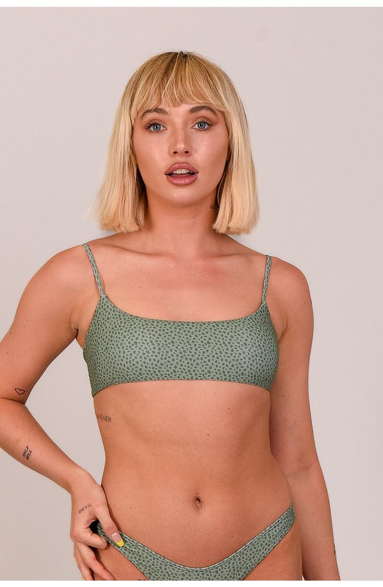 OOSC Sahara Sage Lace up Crop Bikini Top, Main, color, Sage