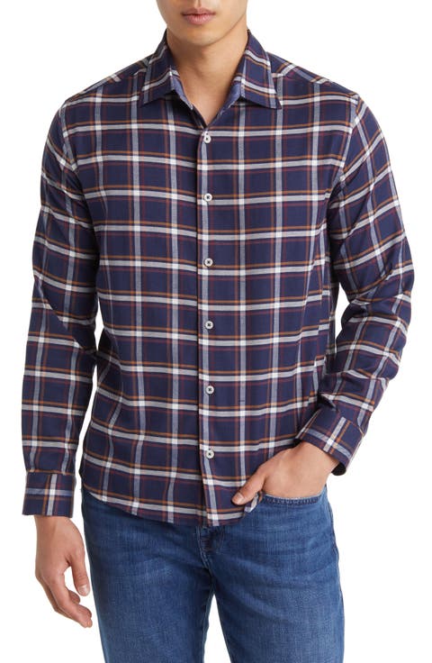 Tricolor Plaid Dry Touch® Performance Button-Up Shirt