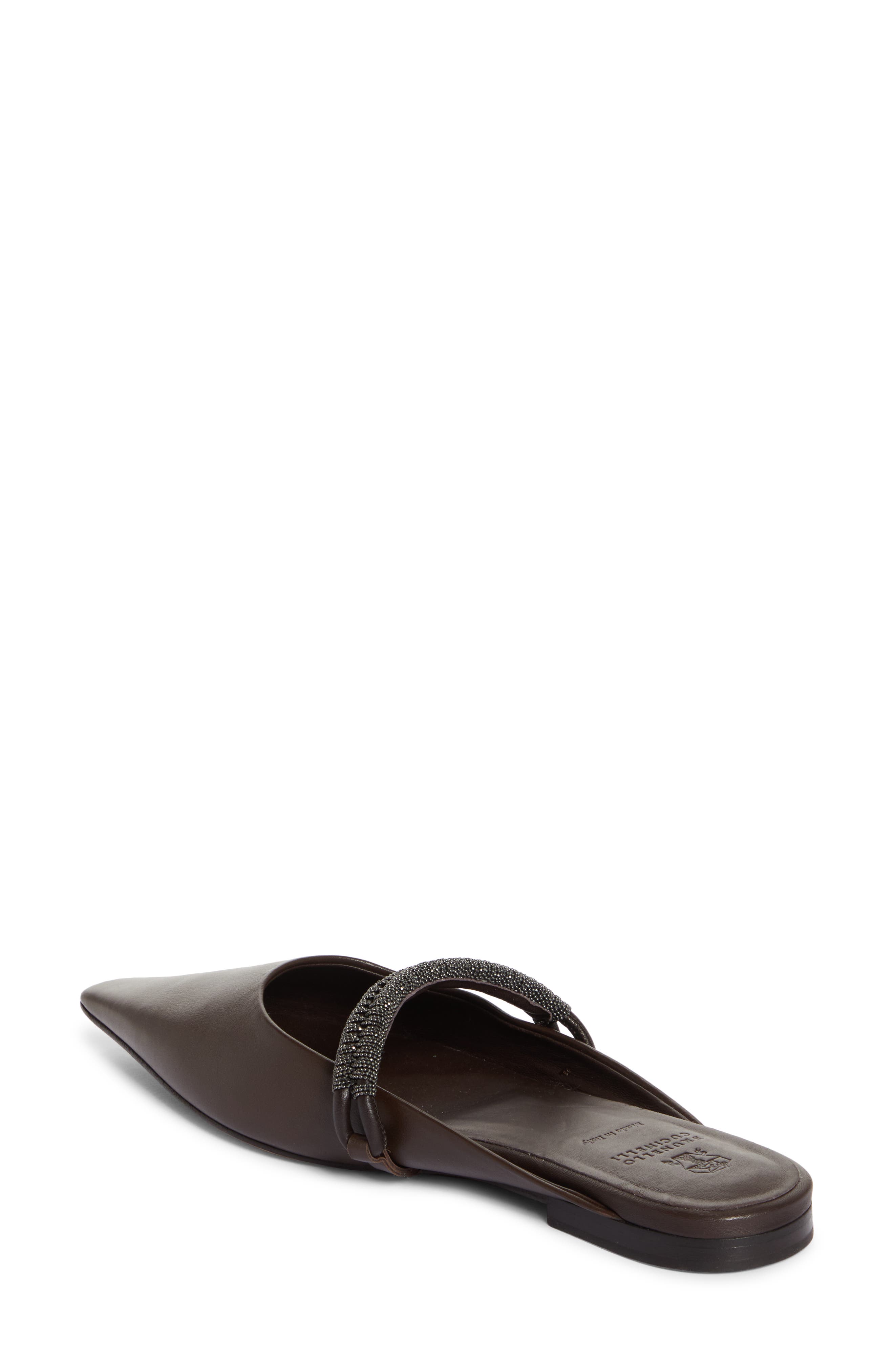 Brunello Cucinelli Monili Strap Mule, Alternate, color, Dark Brown