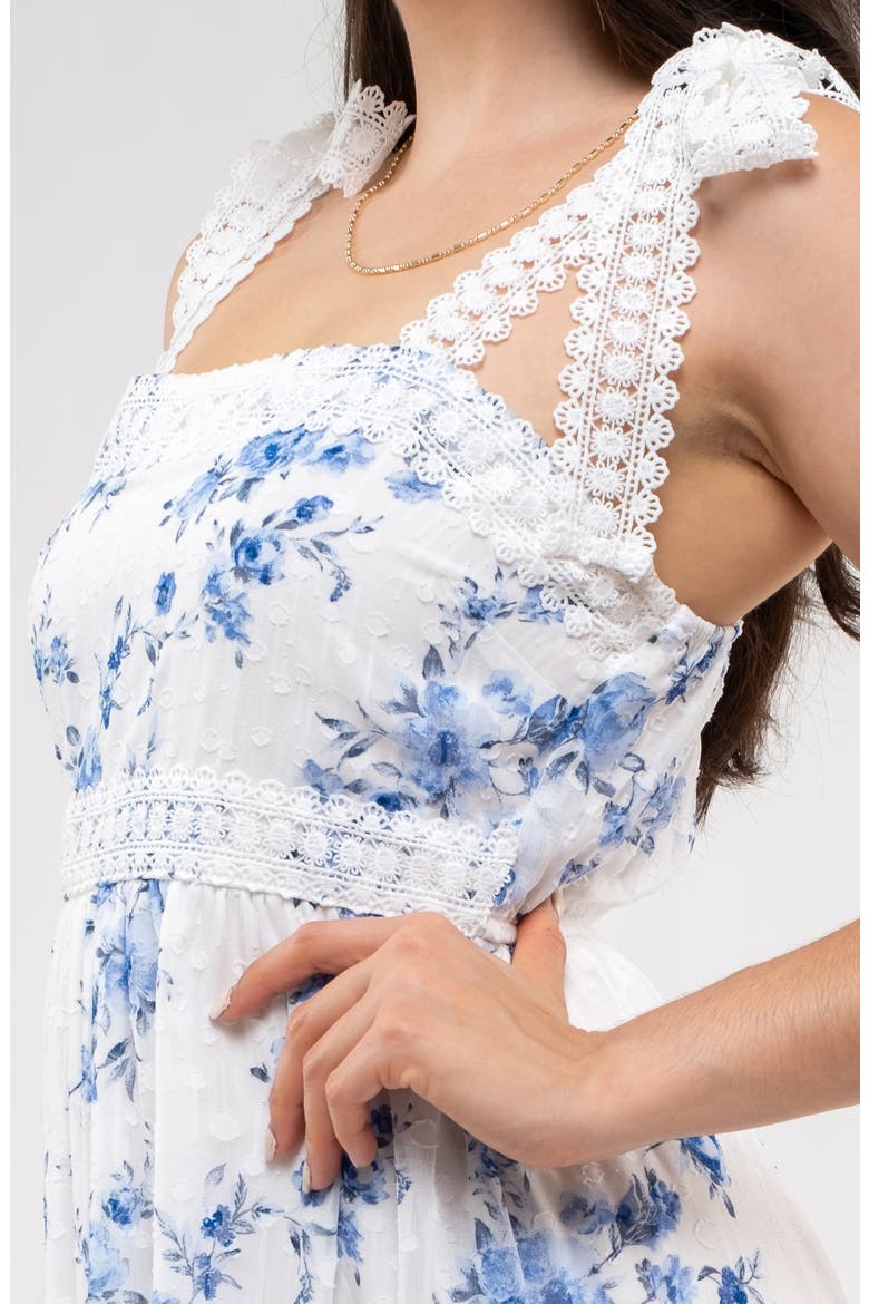 Floral Tie Strap Empire Waist Maxi Dress, Alternate, color, BLUE MULTI
