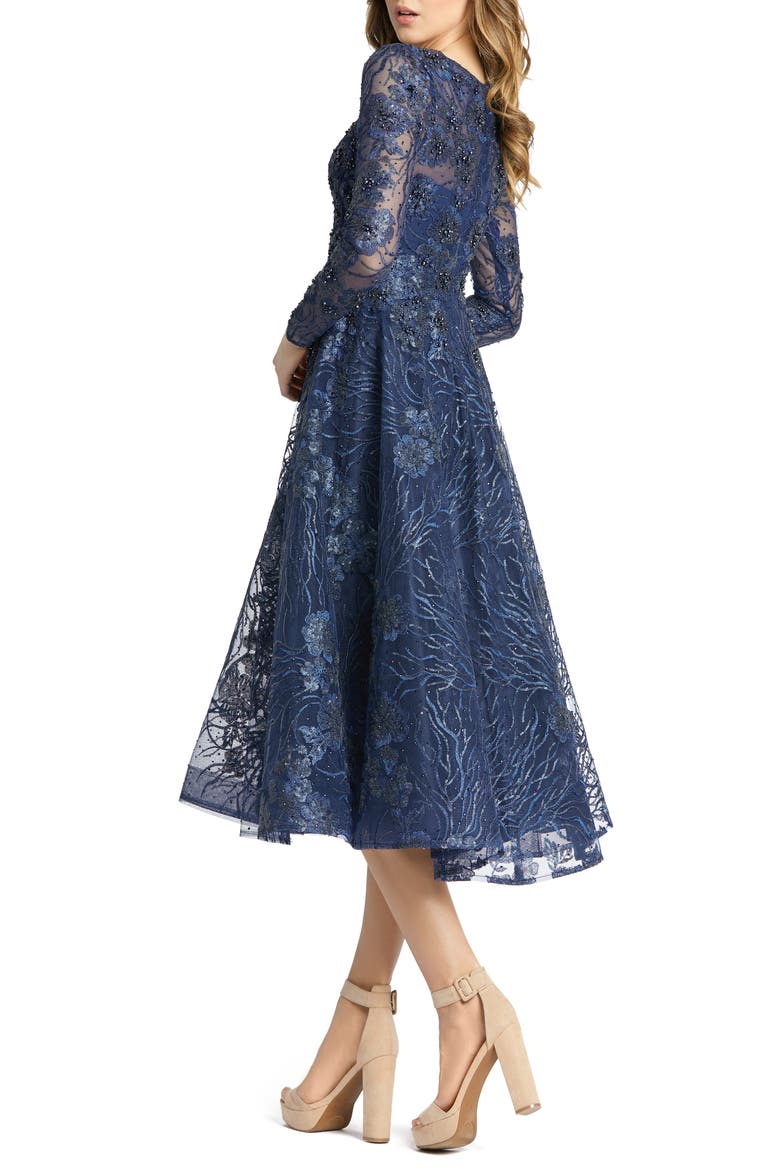 Floral Embroidered Sequin Midi Gown, Alternate, color, MIDNIGHT