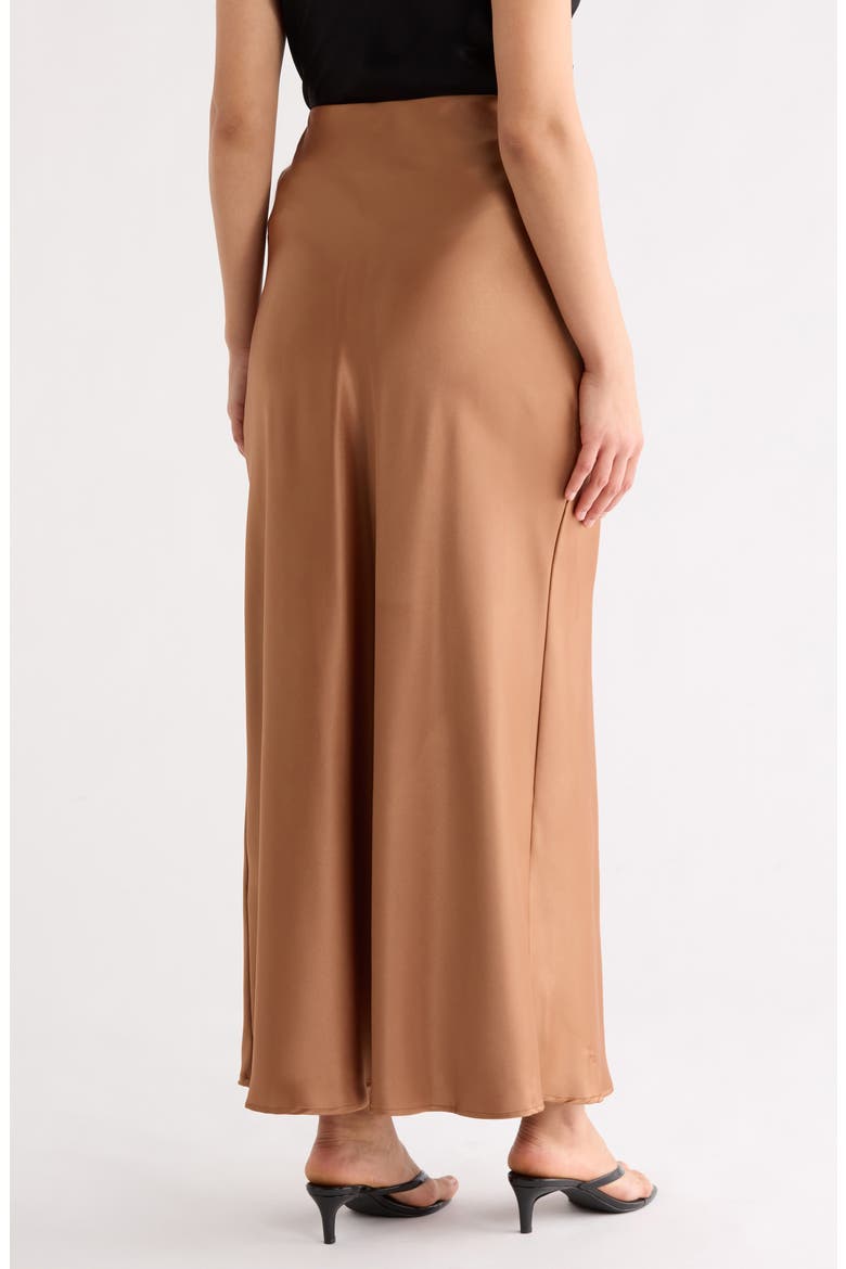 Satin A-Line Skirt, Alternate, color, CARAMEL