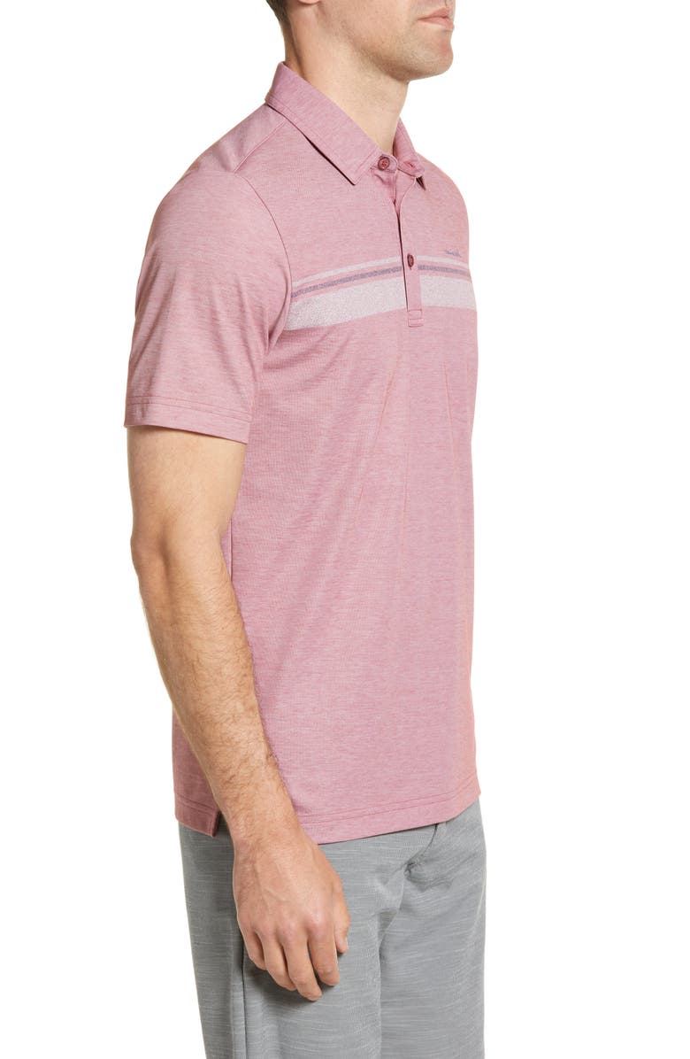 TravisMathew Over the Water Cotton Blend Performance Polo, Alternate, color, Heather Ruby Wine