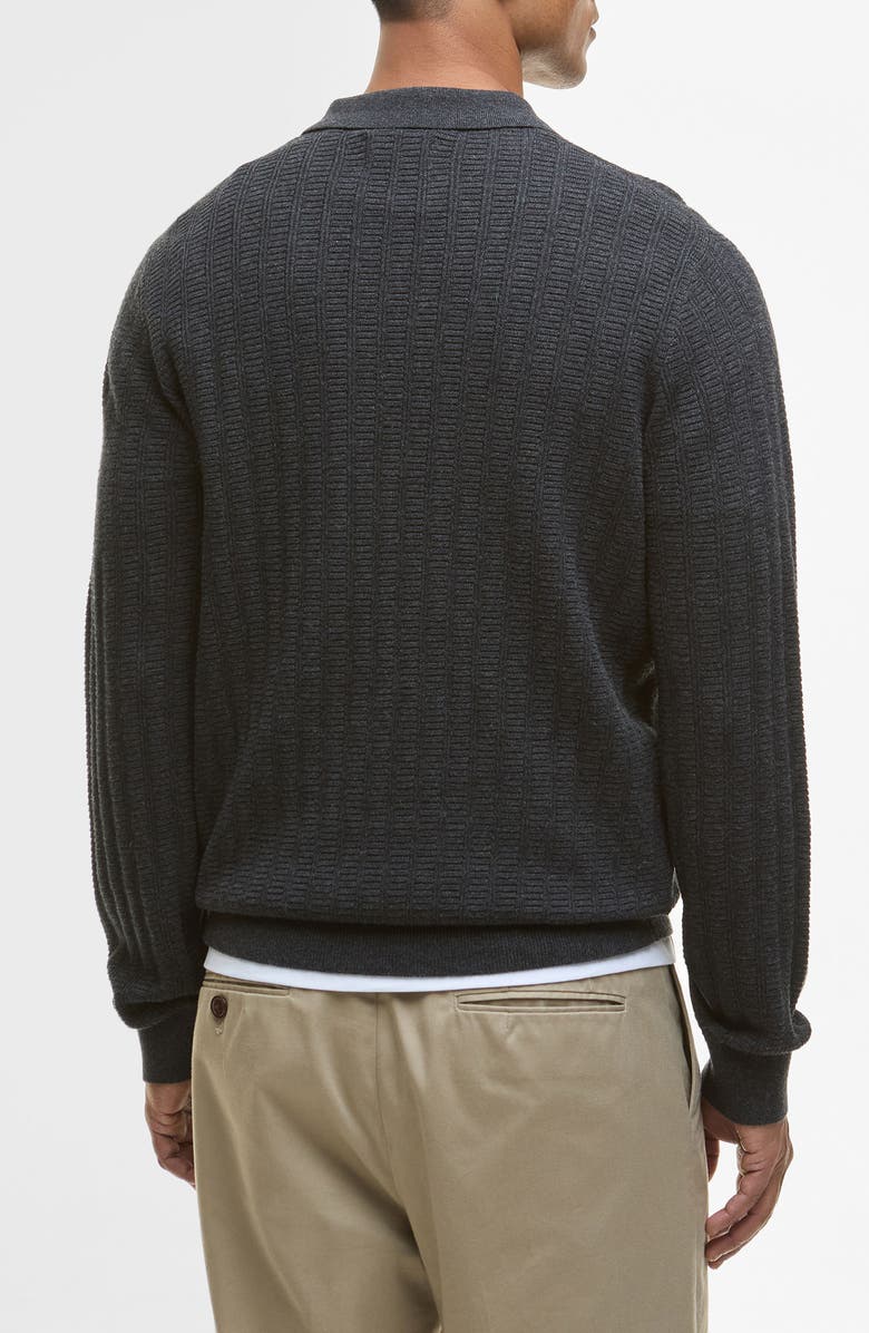 Barbour Smeaton Wool Blend Long Sleeve Polo, Alternate, color, Black Marl