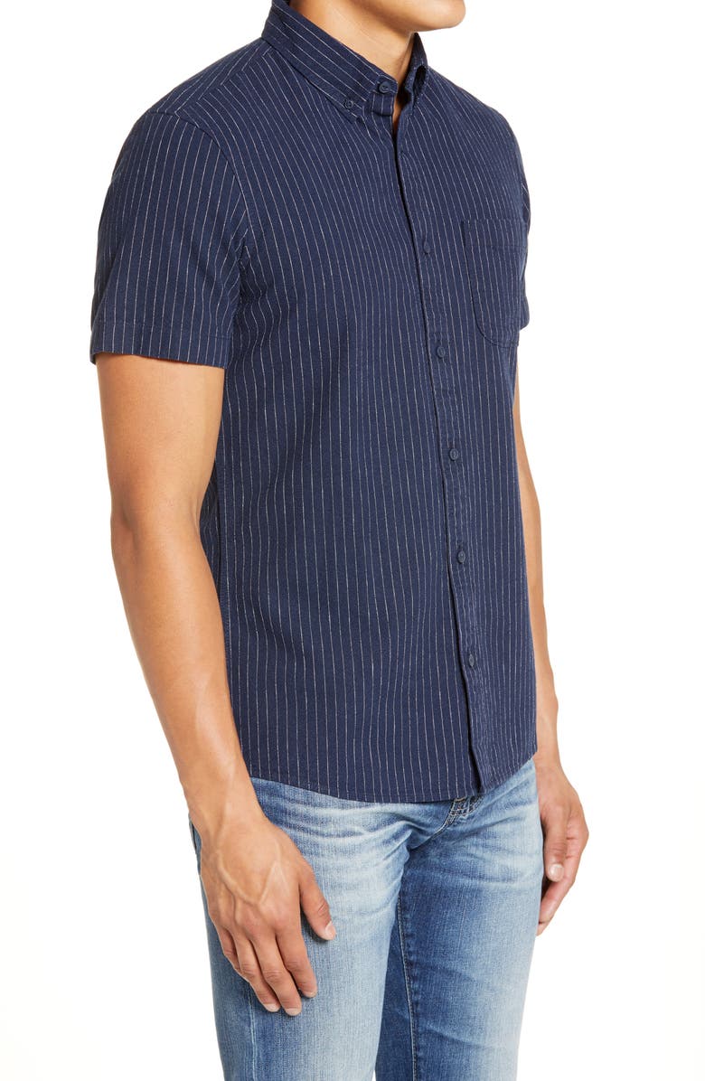 1901 Slim Fit Stripe Short Sleeve Button-Down Shirt, Alternate, color,
