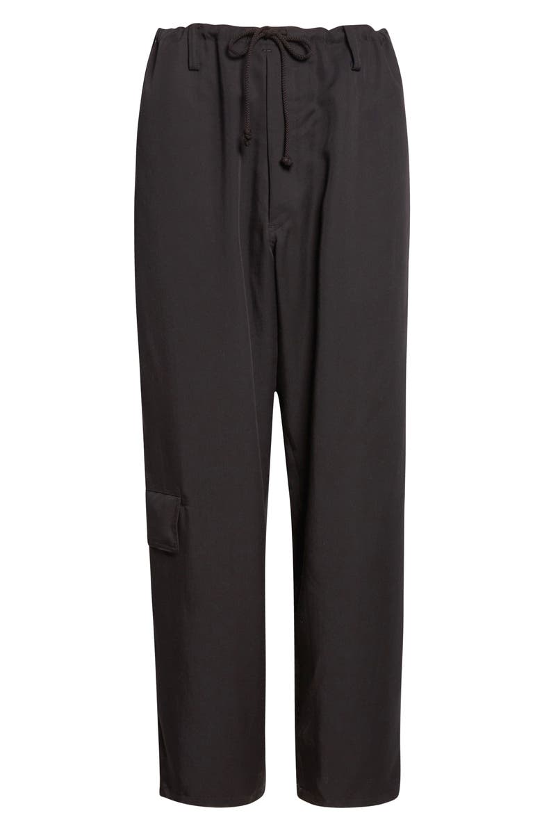 Yohji Yamamoto Drawstring Waist Cargo Pants, Main, color, Black