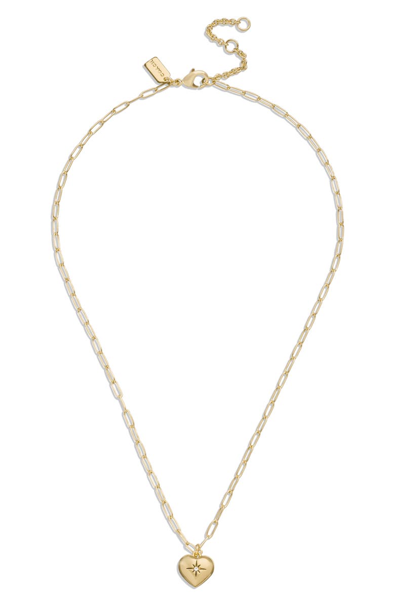 COACH Heart Pendant Necklace, Alternate, color, Shiny Gold