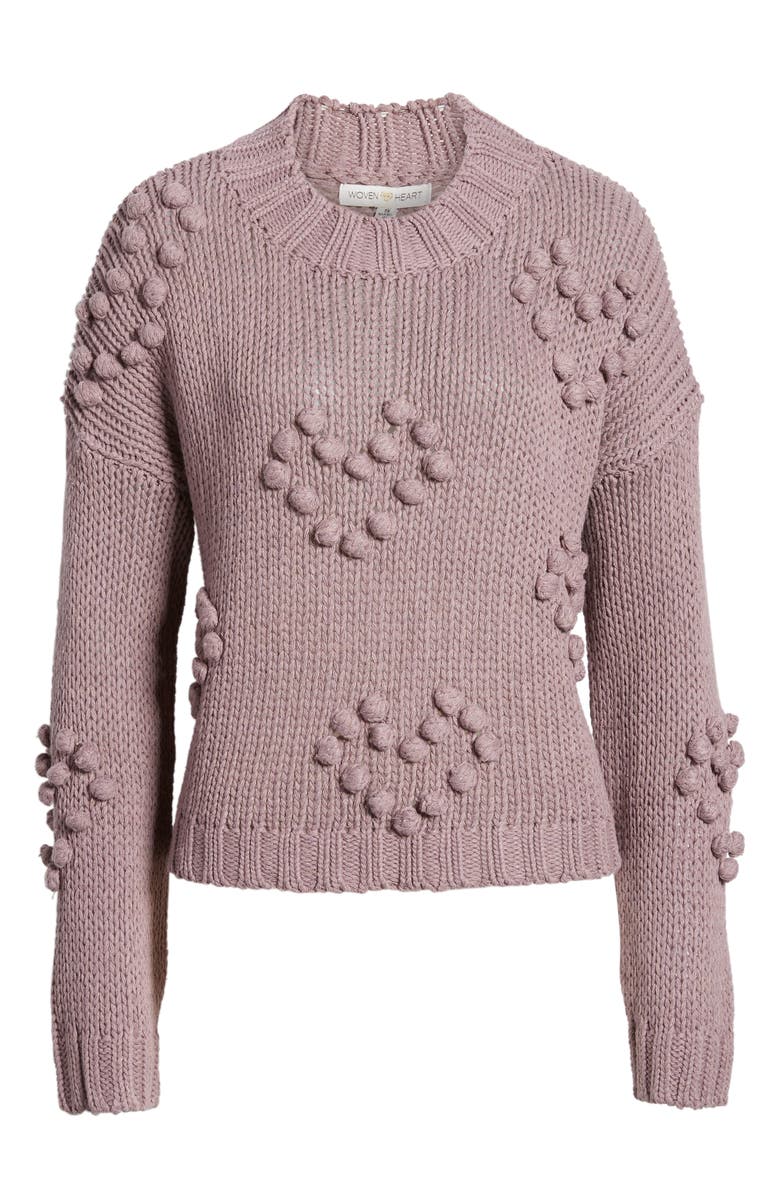Woven Heart Placement Knot Knit Sweater, Alternate, color, 