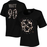 Majestic Threads Women's Majestic Threads T.J. Watt Black Pittsburgh Steelers Leopard Player Name & Number T-Shirt