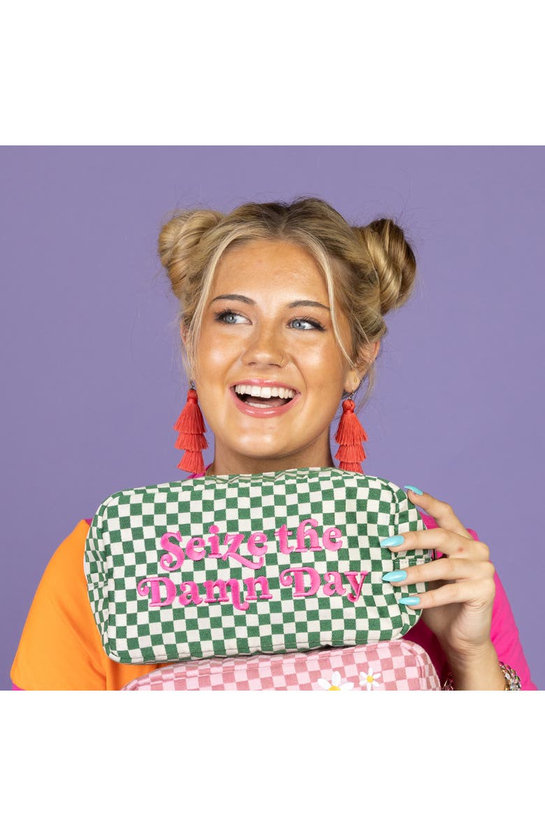 Totalee Gift Seize The Damn Day Checkered Bag Polyester Green, Alternate, color, Green