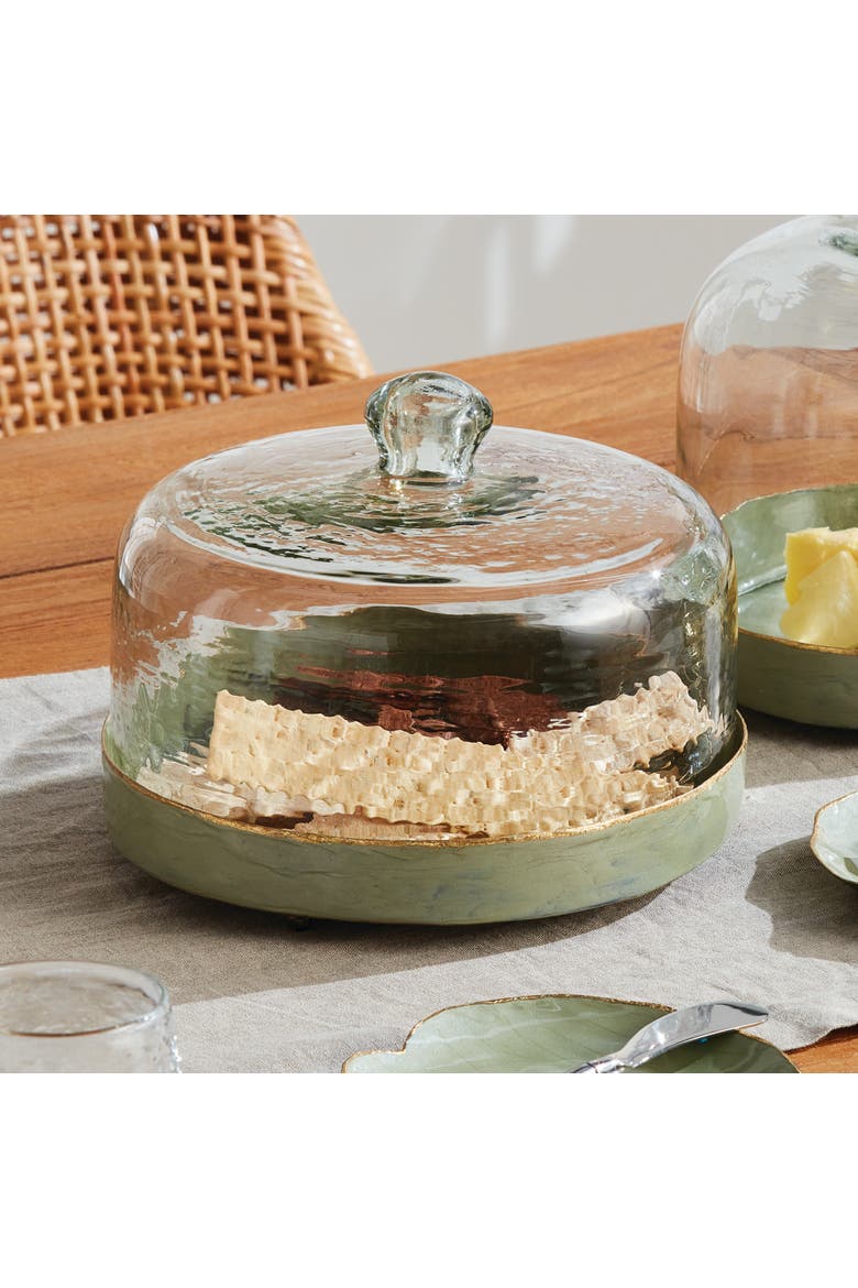 Kammie Serving Tray With Cloche Large, Alternate, color, Green