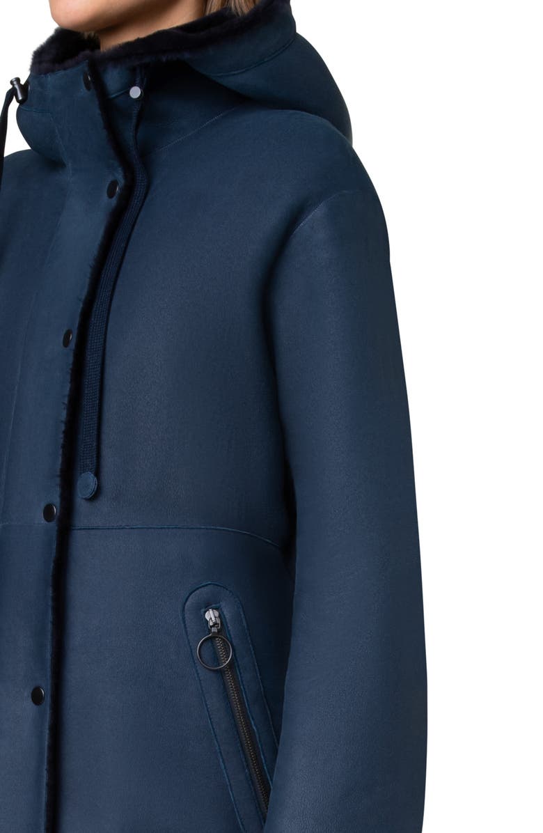 Akris punto Shearling Lined Lambskin Leather Parka, Alternate, color, 